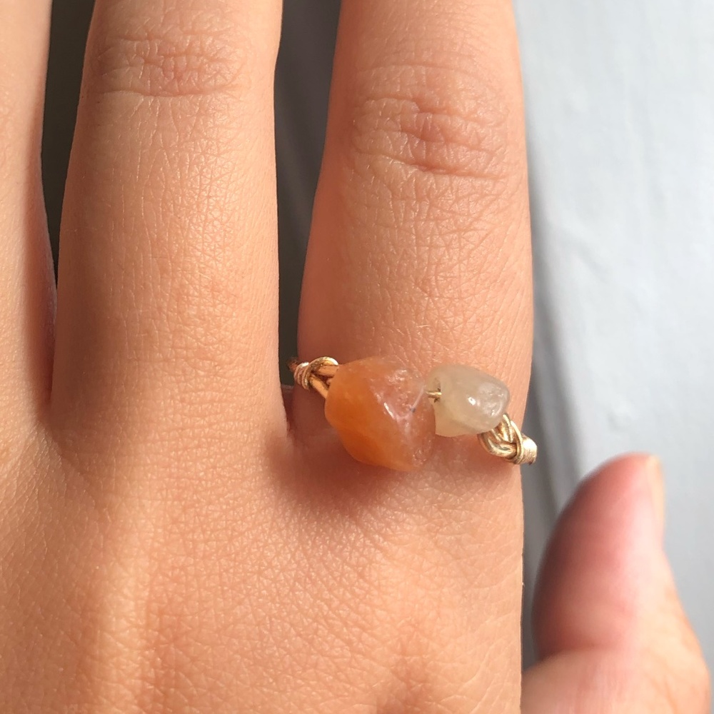 Double Sunstone Gold Ring - Picture 3 of 3